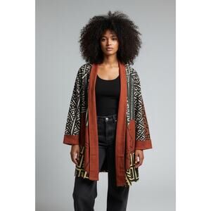 Vintage Authentic African Mudcloth Patchwork Kimono Jacket Bogolan Hand-Dyed
